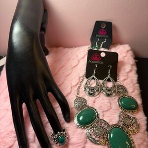 Paparazzi Silver and Teal Ring Set